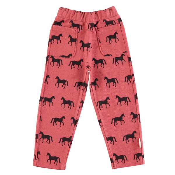 Jogging pants  | Old pink w/ black horses w/ animal print / 4Y
