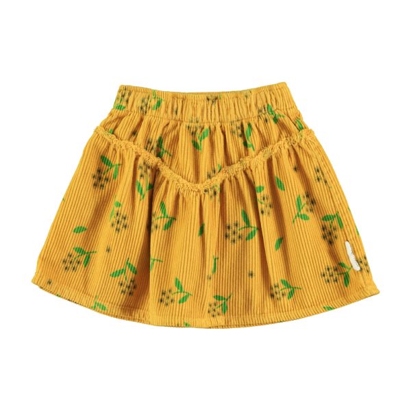 Short skirt | Yellow mustard w/ flowers allover / 8Y