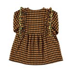 Short dress | Camel & black vichy / 3Y