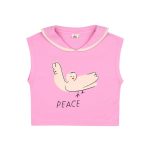 Peace Collar Sleeveless T-shirt/Футболка без рукавов с воротником Peace артикул JM2410128 / PINK / 130(8-9Y)