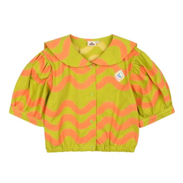 Wave Sailor Collar Blouse/Блузка с матросским воротником Волна артикул JM2410148 / GREEN / 100(2-3Y)