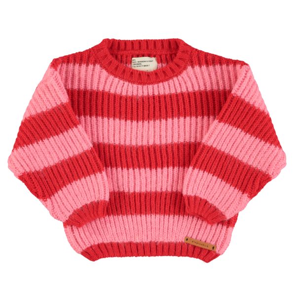 Knitted sweater | Red & pink stripes / 3Y