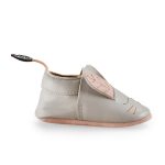 Grey Rabbit Leather Slippers - Age: 0-6-months
