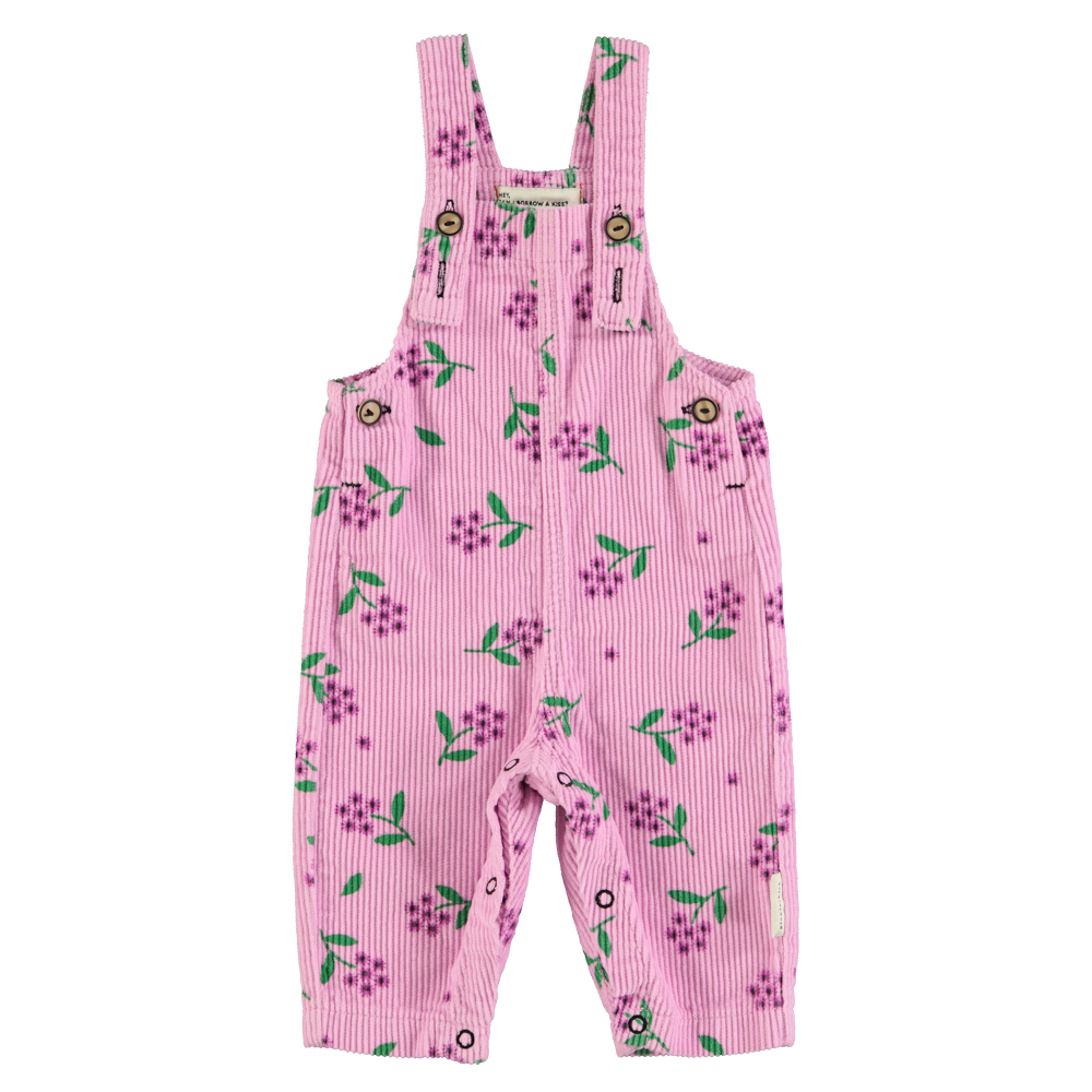 Dungarees | Pink corduroy w/ flowers allover / 18M