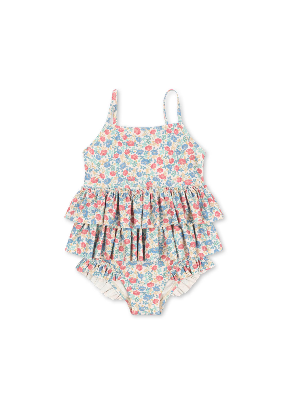 74e0fab9-7e78-4e60-aeec-ea7f603ae840.jpeg Купальник для девочек (MANUCA FRILL SWIMSUIT GRS) торг. марки "Konges Slоjd", арт. № KS102513, материал: 80% полиэстер, 20% эластан