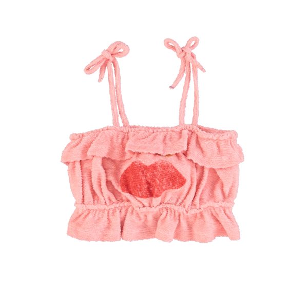 top w/ straps | pink w/ lips print,, 4y топ с бретелями | розовый с принтом губ